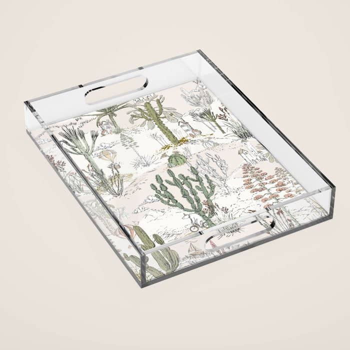 Whimsical Cactus Landscape Airy Acrylic Tray