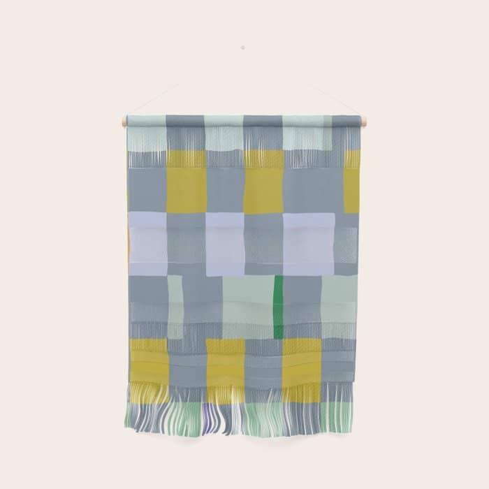 Summer Check Handdrawn Teal Wall Hanging