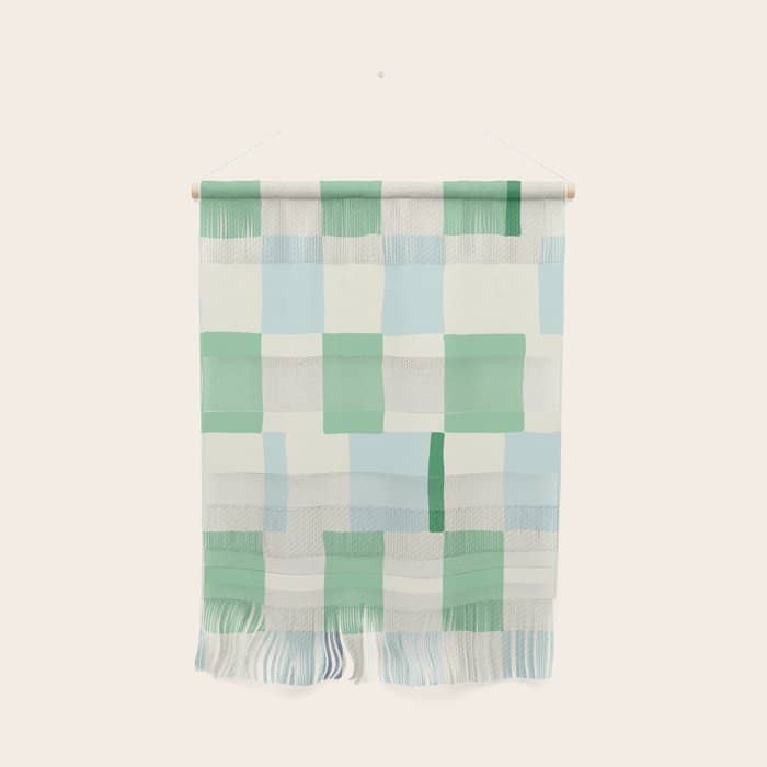 Summer Check Handdrawn Mint Wall Hanging