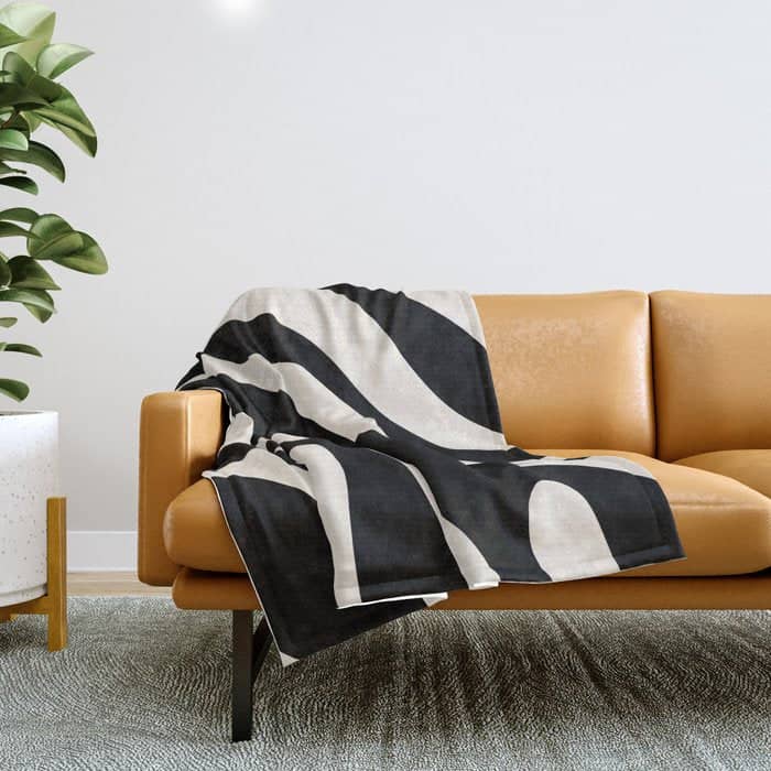 Vintage Retro Abstract Black Throw Blanket