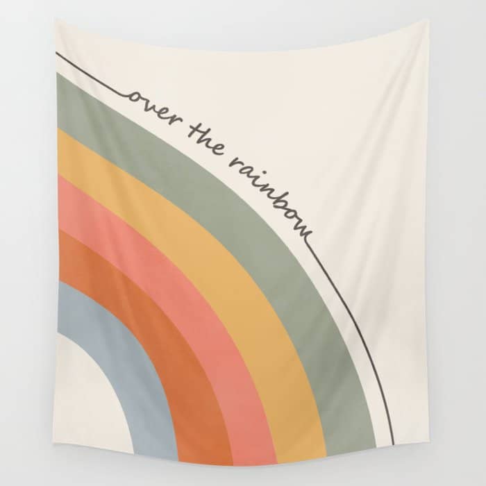 Retro Boho Rainbow With Quote Wall Tapestry