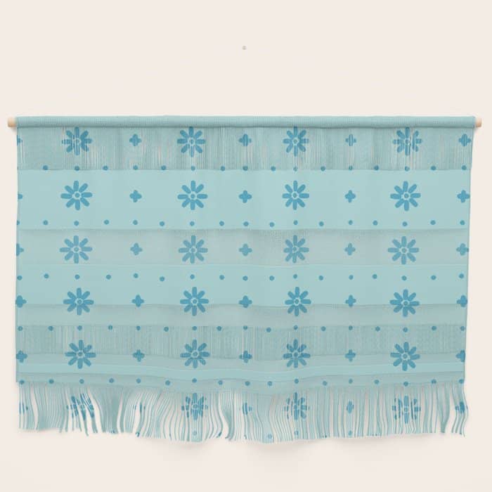 Christmas Snowflake Vector With Simple Modern Blue Stitches On Light Blue Pattern Wall Hanging