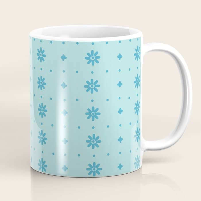 Christmas Snowflake Vector With Simple Modern Blue Stitches On Light Blue Pattern Coffee Mug