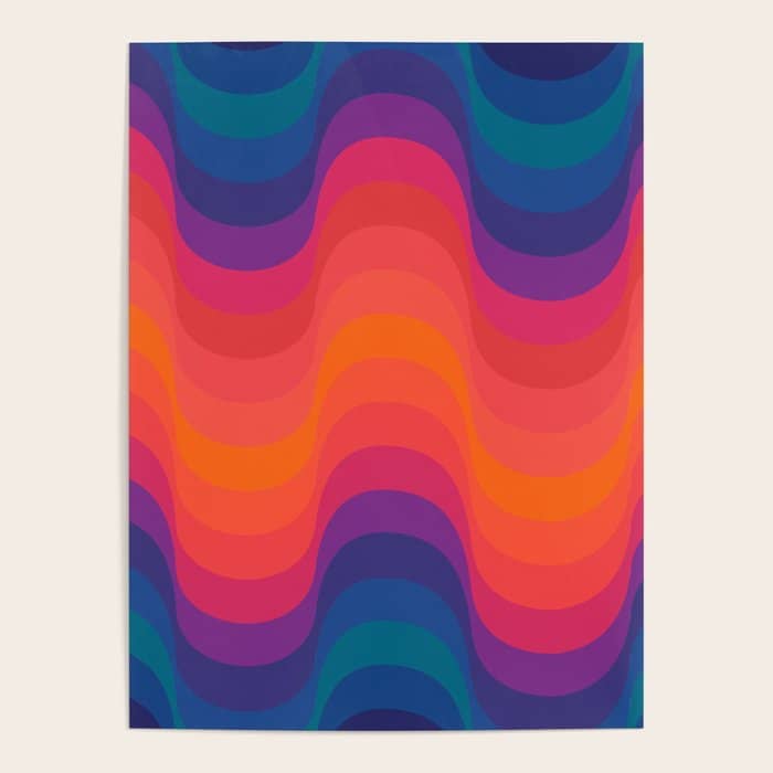 Retro Sacred Geometry | 80s Wavy Vibe Poster
