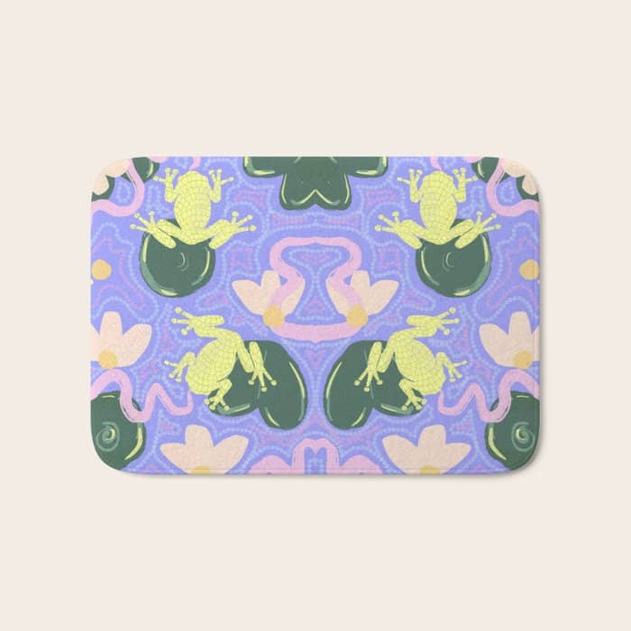 Feeling Froggy Periwinkle Blue Pattern Bath Mat