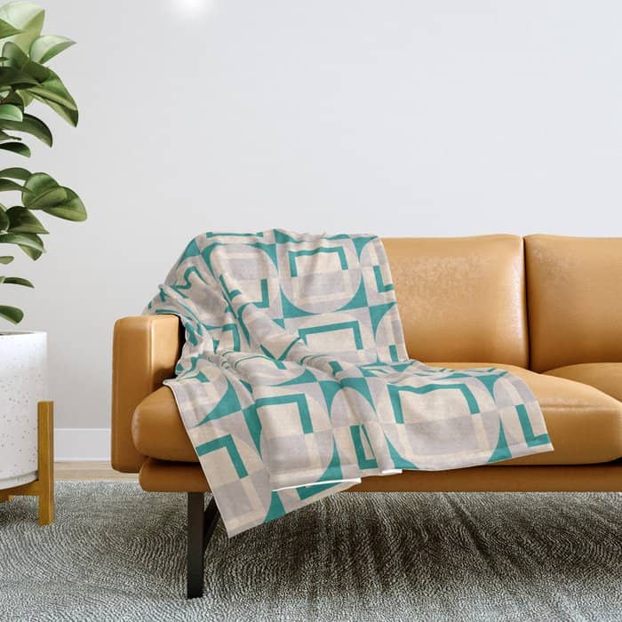 Mid Century Modern Geometric Fusion Throw Blanket