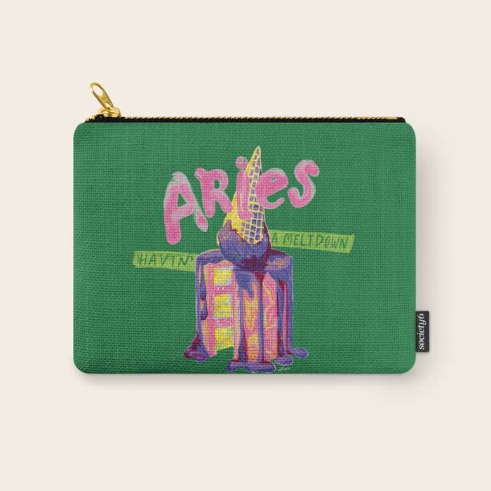 Aries Dessert In Kelly Green & Pink Carry All Pouch