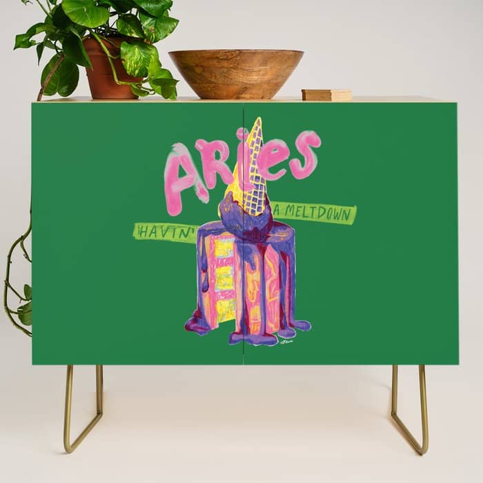 Aries Dessert In Kelly Green & Pink Credenza