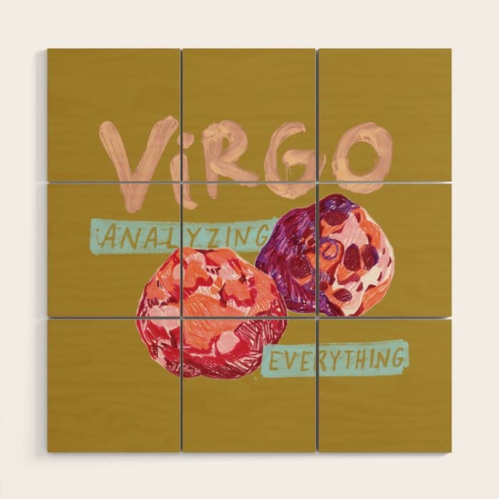 Virgo Perfection In Mustard Yellow | Zodiac Series Wood Wall Art