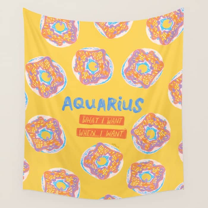 Aquarius Confidence In Buttercup Yellow | Zodiac Series Wall Tapestry