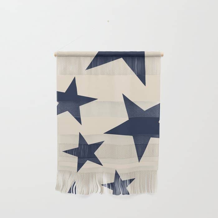 Navy & Light Beige Big Ol' Stars Wall Hanging
