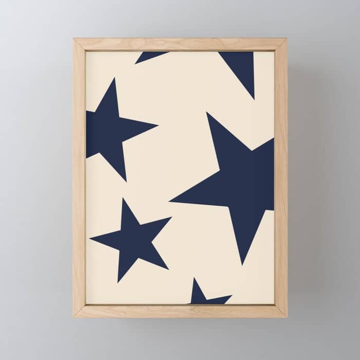 Navy & Light Beige Big Ol' Stars Mini Art Print