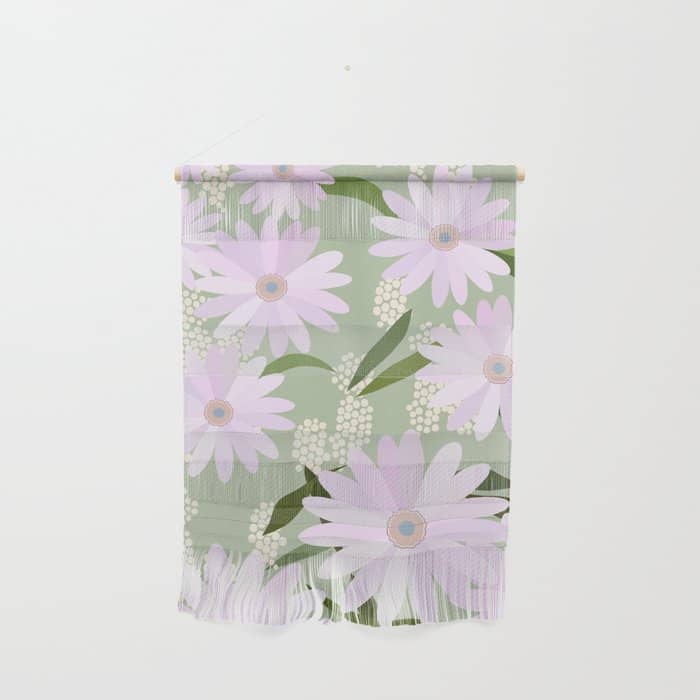 Playful Daisies | 01 - Lilac And Pastel Green Wall Hanging