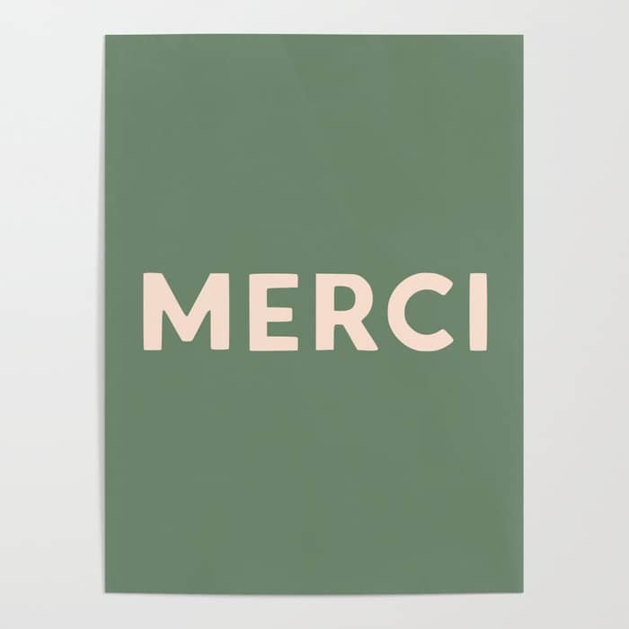 Merci French Retro Hand Lettering Poster