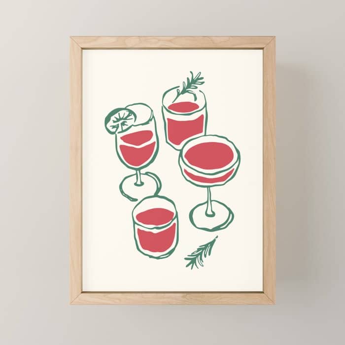 Christmas Cocktails Sketch Mini Art Print