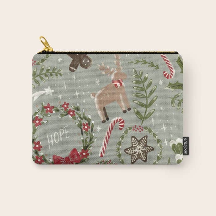 Magical Christmas - Sage Green Carry All Pouch