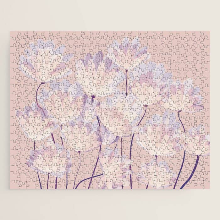 Delicate Light Pink Abstract Flowers Jigsaw Puzzle