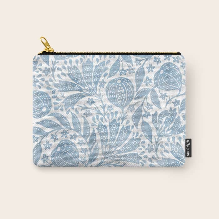 French Country Fig Garden In Blue Carry All Pouch