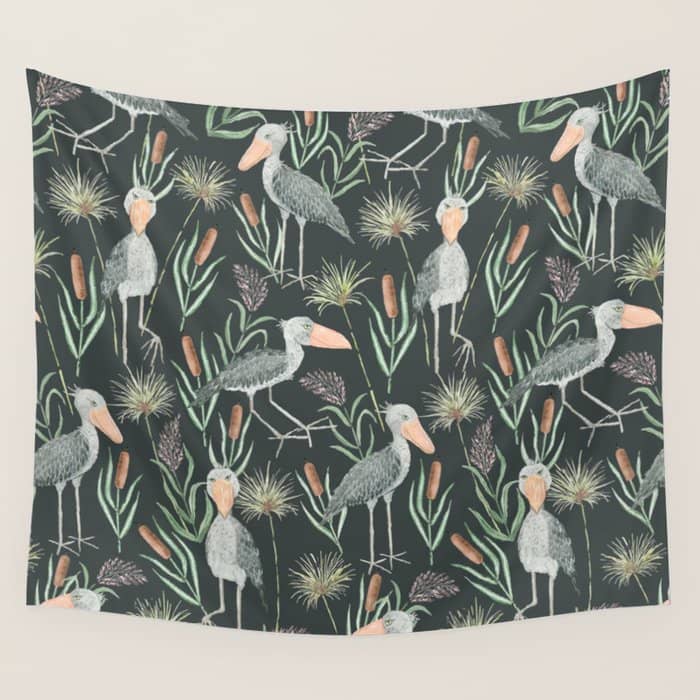 The Magnificent Shoebill Pattern Wall Tapestry