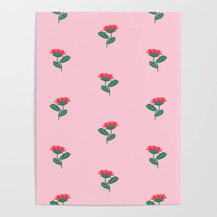 Art Nouveau Single Tropical Flower - Pattern Poster