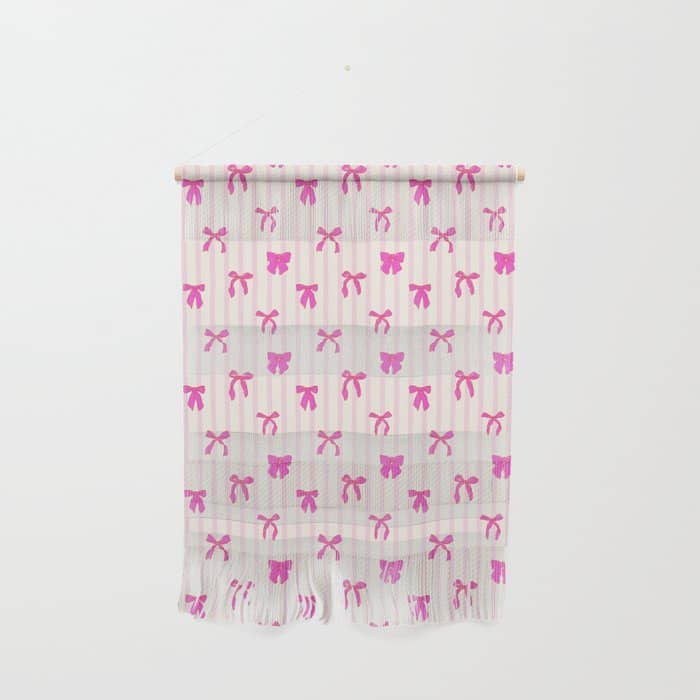 Classic Hot Pink Bows And Stripes Wall Hanging