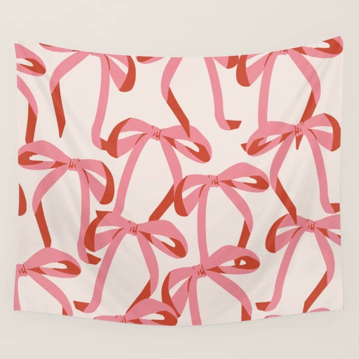 Pink Champagne Coquette Bows Wall Tapestry