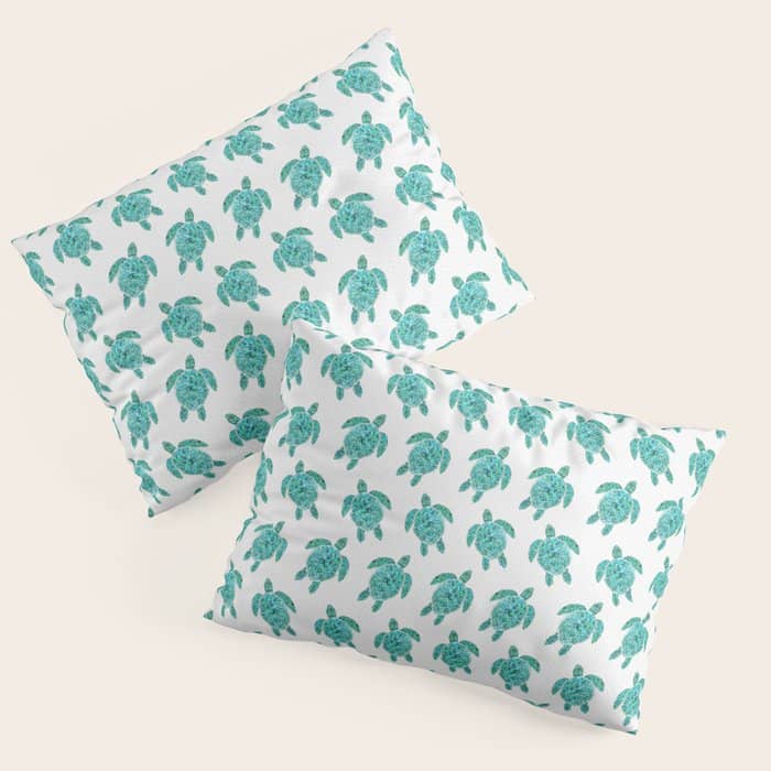 Mosaic Watercolor Sea Turtle Pillow Sham