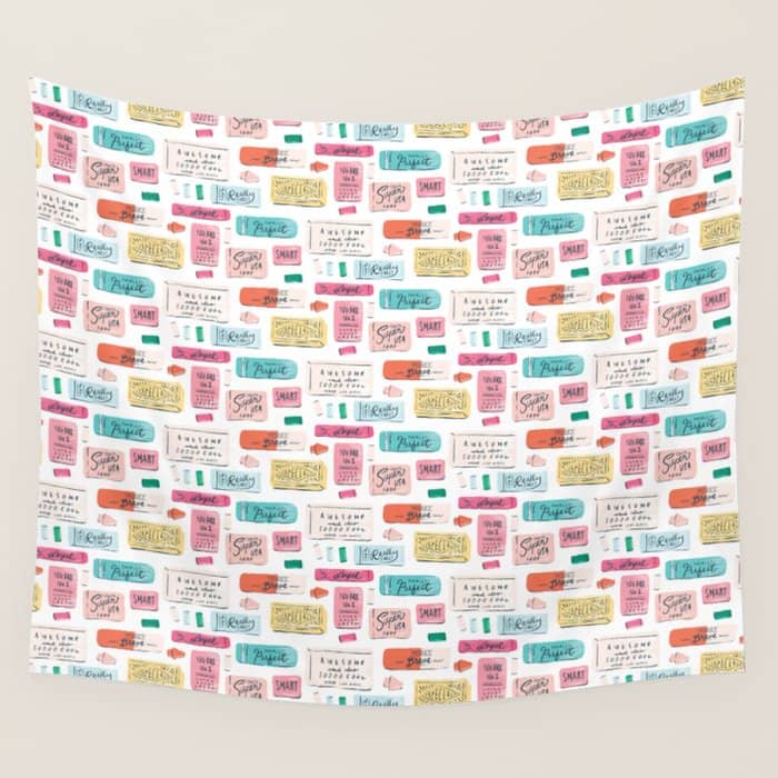 Positive Affirmation Erasers  Wall Tapestry