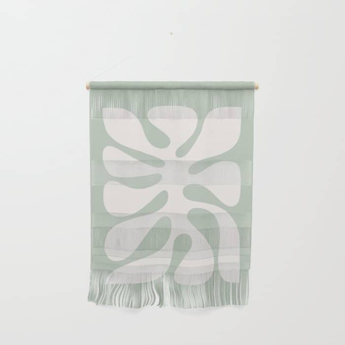 Minimal Abstract Matisse Monstera Pastel Sage Green 2/2 Wall Hanging