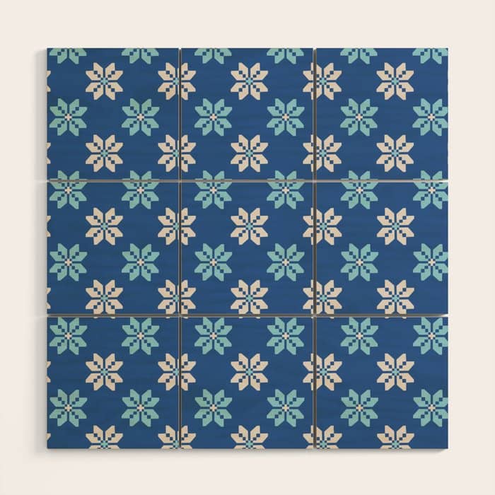 Contrasting Blues: Bethlehem Star Mosaic Wood Wall Art