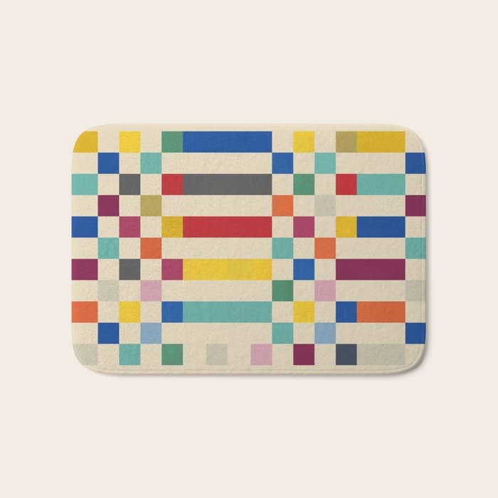 Modern Playful Checkered Abstract Bath Mat