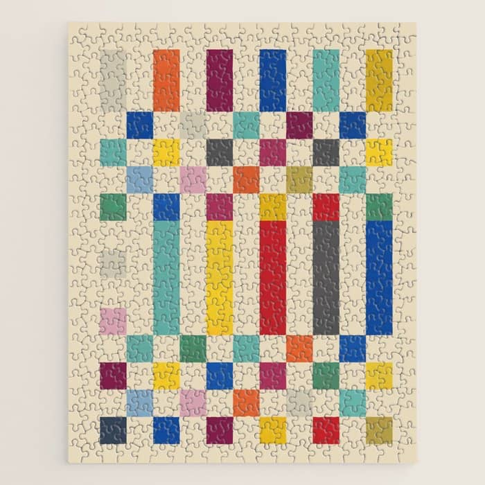 Modern Playful Checkered Abstract Jigsaw Puzzle