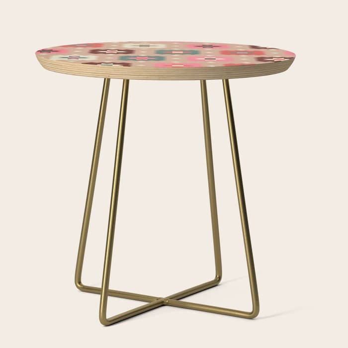 Festive Winter Quilt Tiles With Stars Side Table