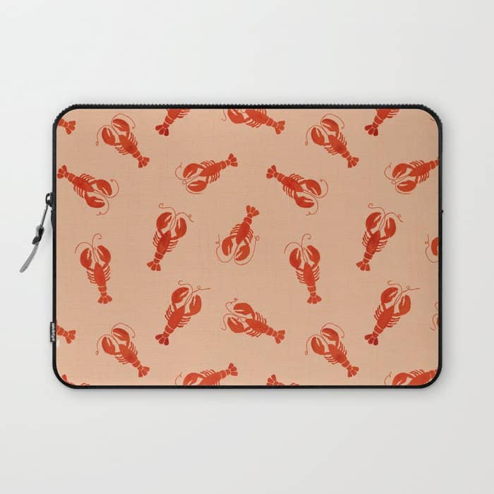 Classic Red Lobsters Pattern On Peach Laptop Sleeve