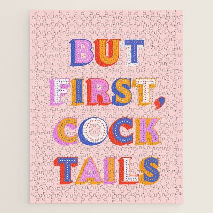 But First, Cocktails Typography Jigsaw Puzzle