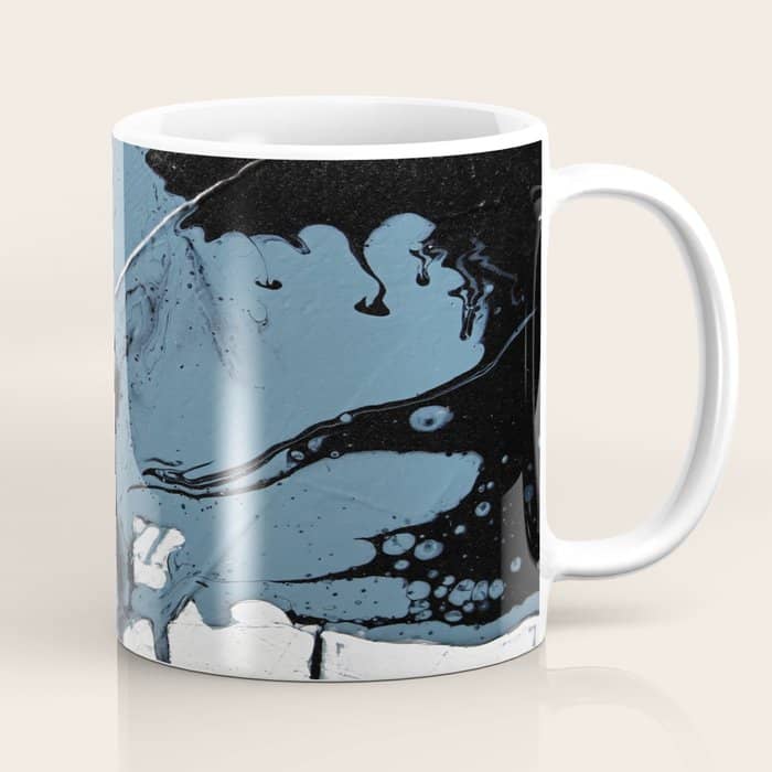 Black Diamond: A Minimal, Abstract Mixed-Media Piece In Black And Blue By Alyssa Hamilton Art Coffee Mug