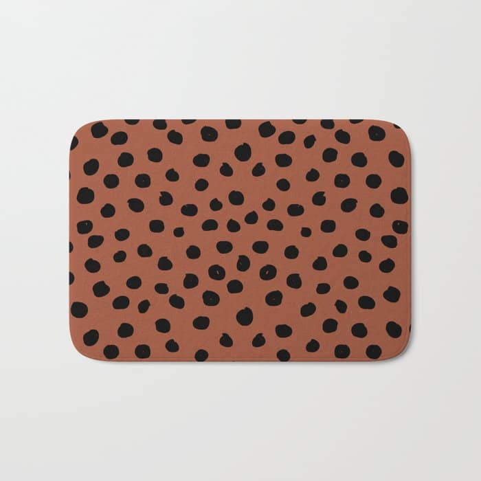 Leopard Print Rust Animal Print Brushstroke Polka Dots Dalmatian Cheetah Spots Boho Decor Minimal Bath Mat