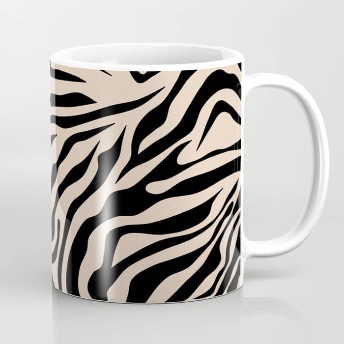Zebra Print Zebra Stripes Wild Animal Print Zebra Pattern Modern Black And Beige Tan Light Brown Coffee Mug