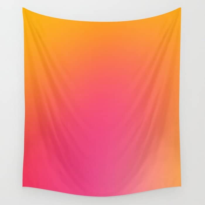 Glowy Orange And Pink Gradient Wall Tapestry