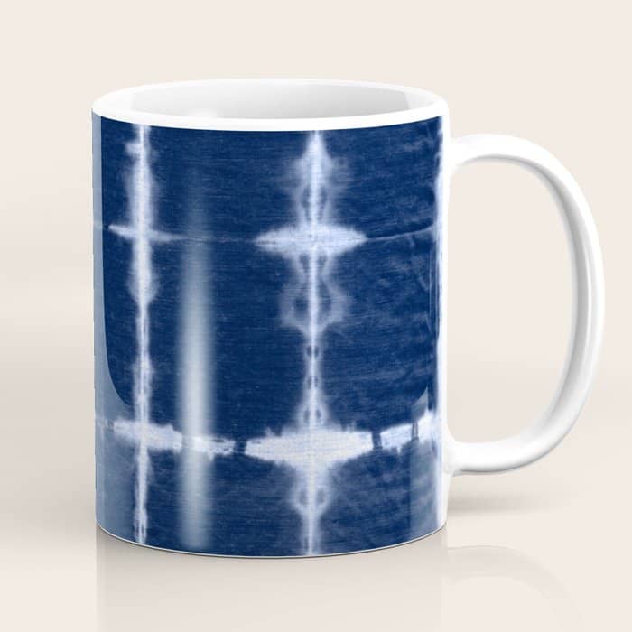 Shibori Itajime Indigo Square Pattern Coffee Mug