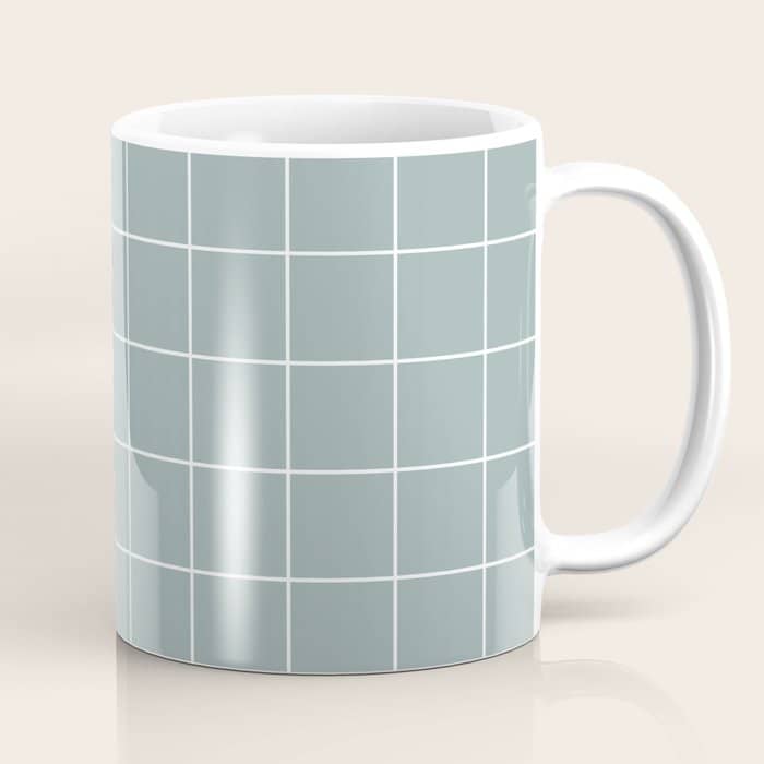 Sage Green Retro Grid Pattern Coffee Mug