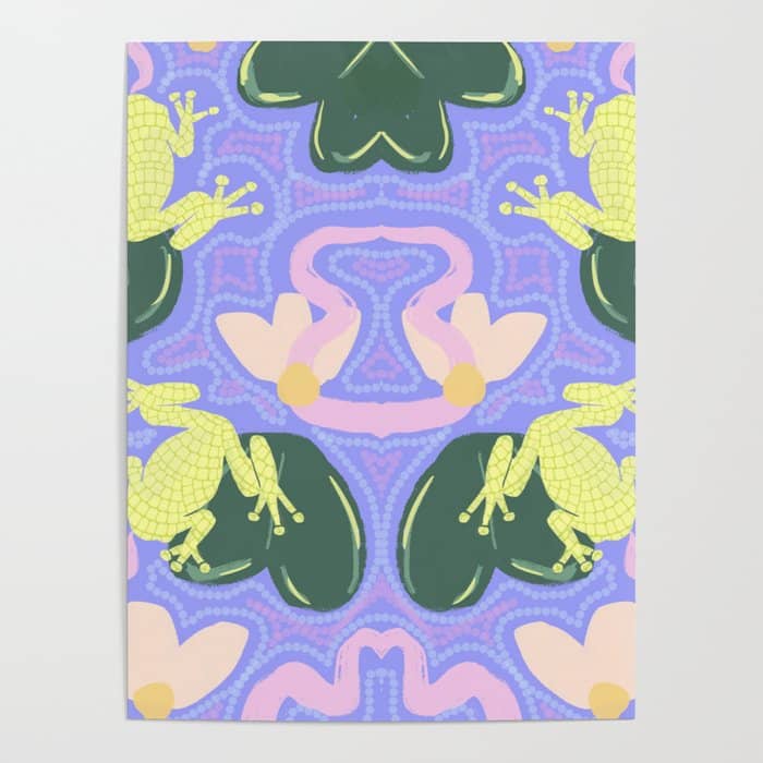 Feeling Froggy Periwinkle Blue Pattern Poster