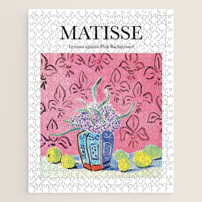 Lemons Against Pink Background By Henri Matisse - Artwork Design Jigsaw Puzzle