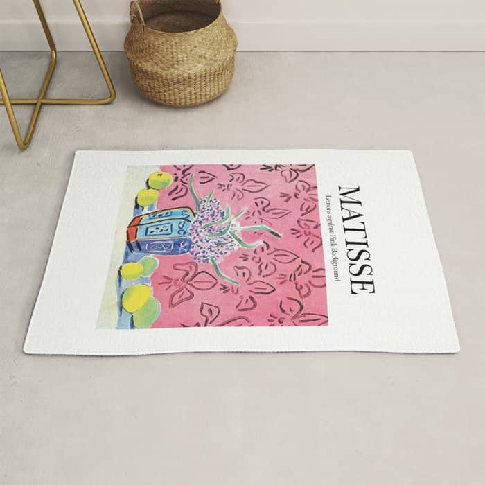Lemons Against Pink Background By Henri Matisse - Artwork Design Rug