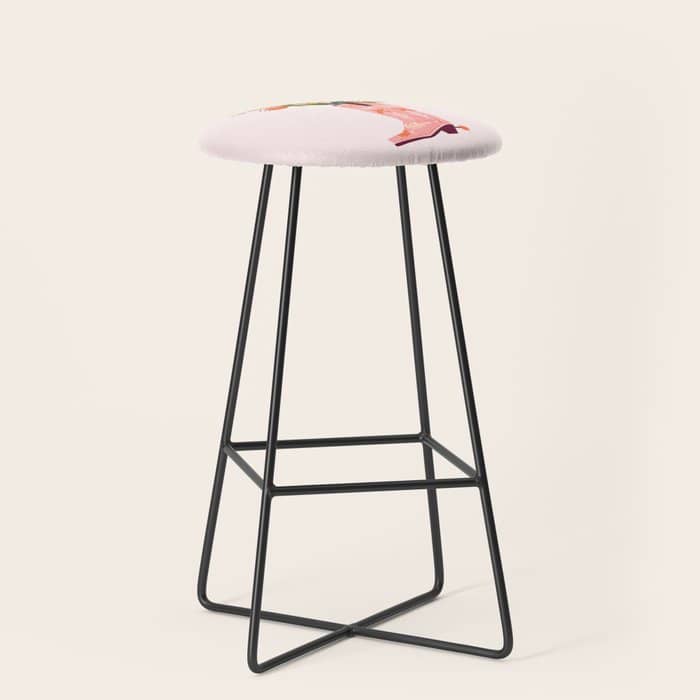 Pink Cowboy Boot And Wild Flower Bouquet Stool