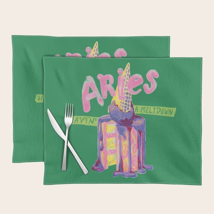 Aries Dessert In Kelly Green & Pink Placemat