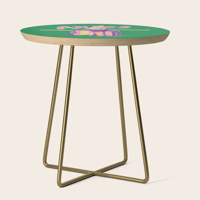 Aries Dessert In Kelly Green & Pink Side Table