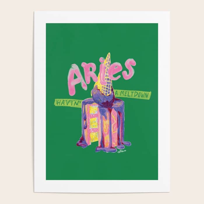 Aries Dessert In Kelly Green & Pink Poster
