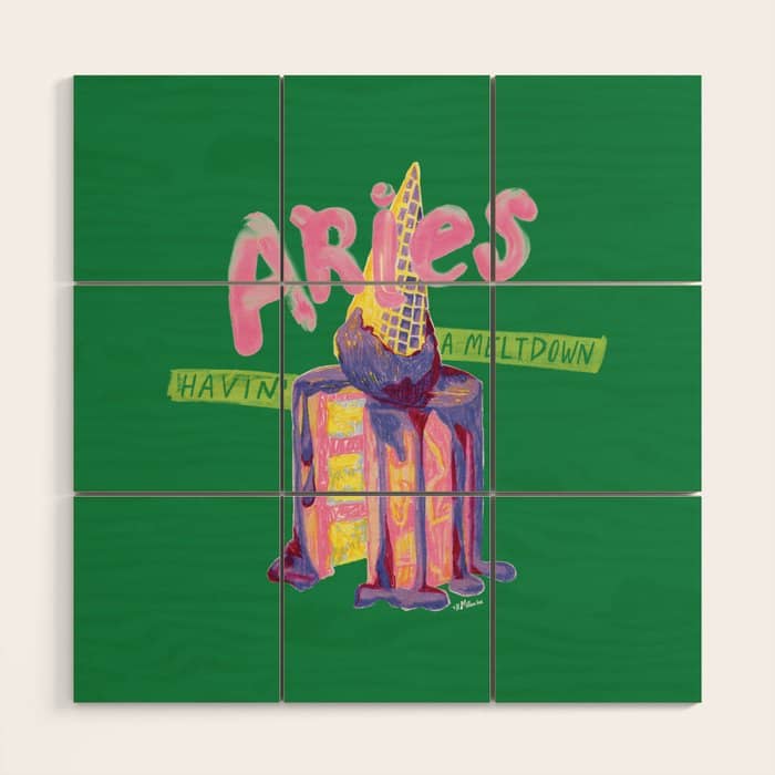 Aries Dessert In Kelly Green & Pink Wood Wall Art