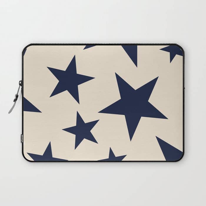 Navy & Light Beige Big Ol' Stars Laptop Sleeve